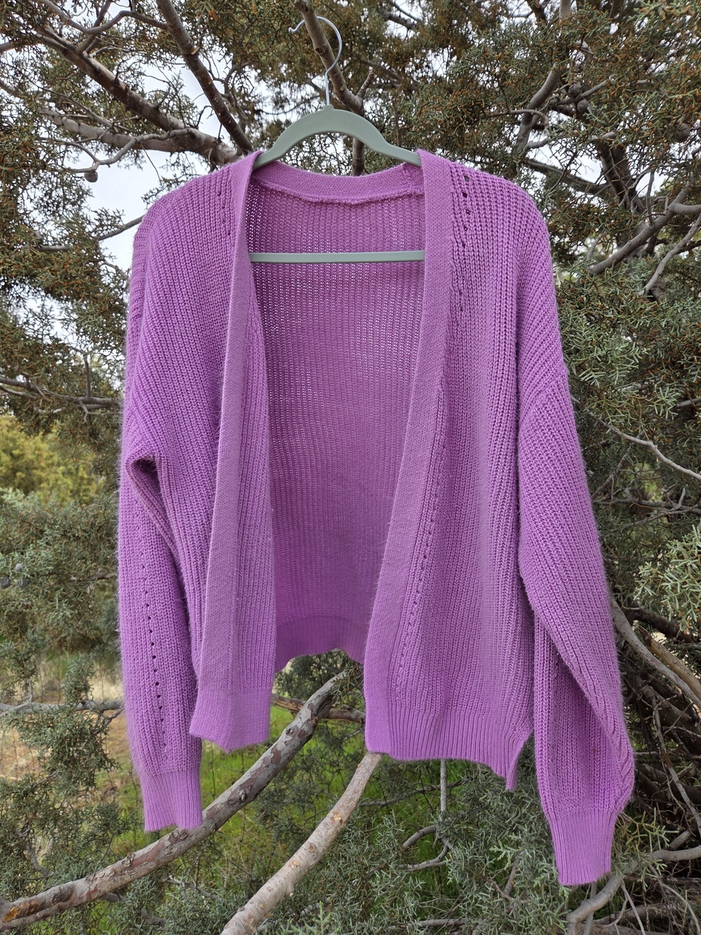 Purple Open-Front Women’s Cardigan Sweater